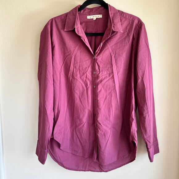 Xirena Beau Poplin Button Down Shirt Pink Collared Long Sleeve Sz S Women's - Picture 1 of 5